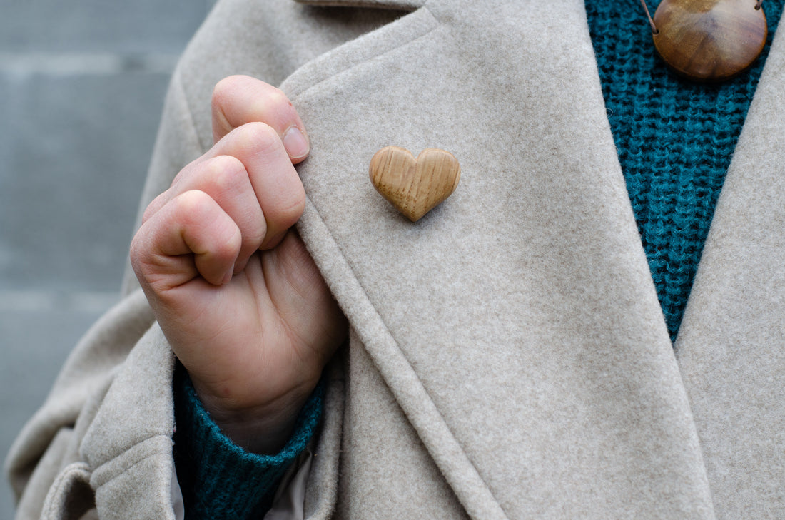 Oak wood "Heart" Brooch