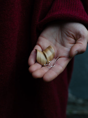 Wooden Earrings "Tiny leaves". Ash wood
