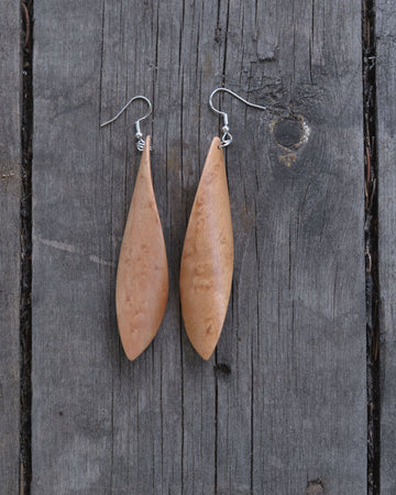 Wooden Earrings "Twist". Birdseye Maple
