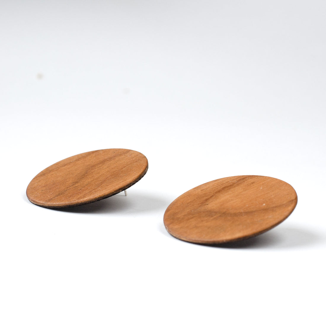 Natural Cherry & Wenge Circle stud earrings