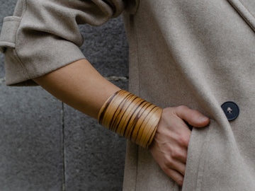 "Cylinder" - Statement Cuff bracelet in Zebrawood