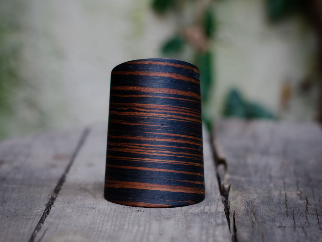 "Cone" - Statement Cuff bracelet in dark Makassar wood