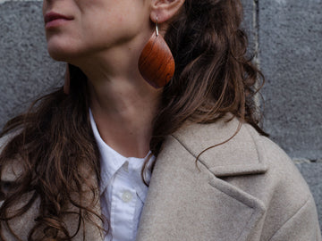 "Leaf". Bubinga wood earrings