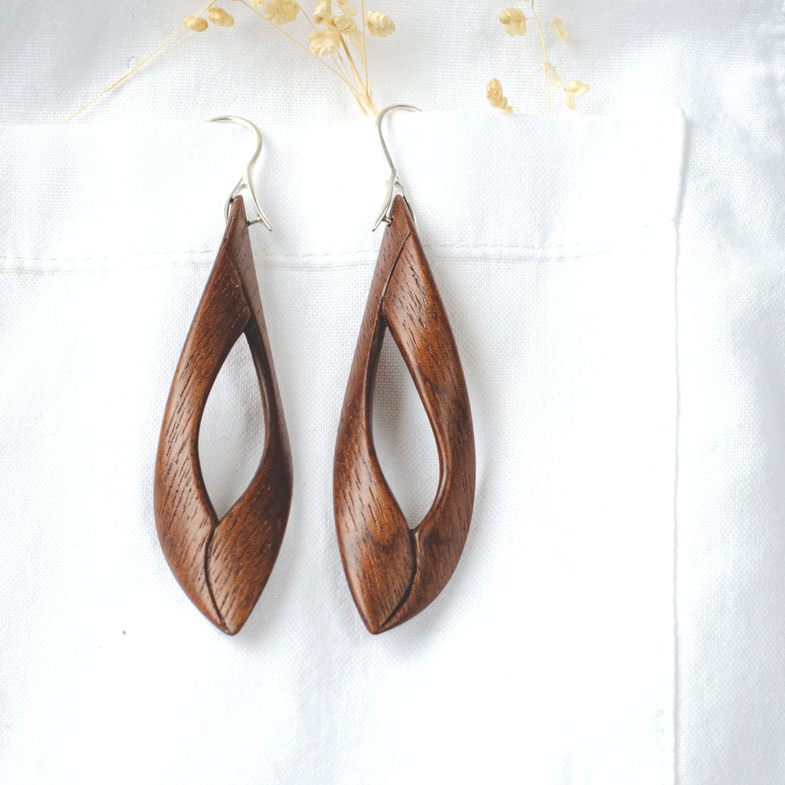 Hand carved Sapele Mahogany Earrings "Openworks"