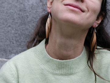 Wooden Earrings "Twist". Zebrawood