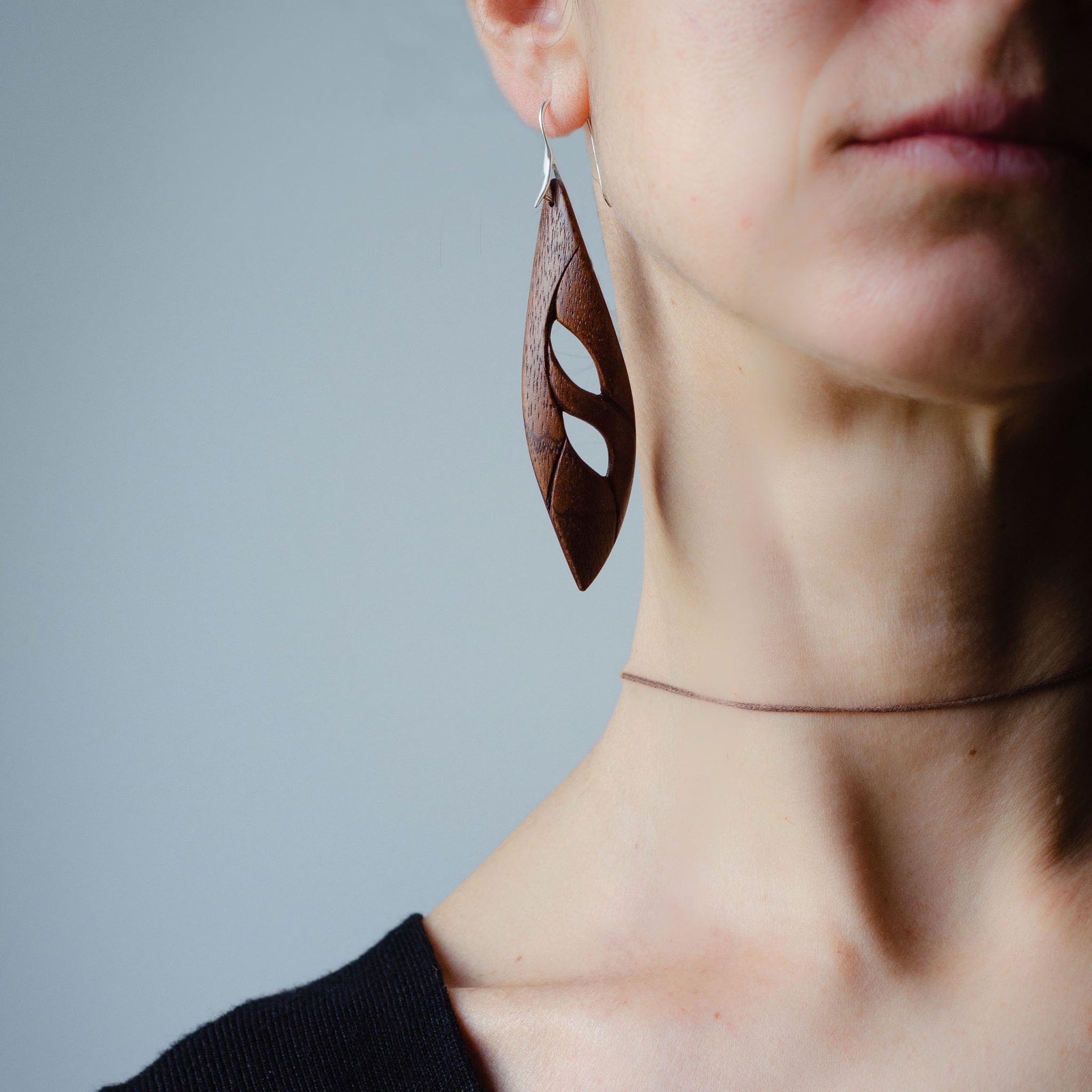 Hand carved Sapele Mahogany Earrings