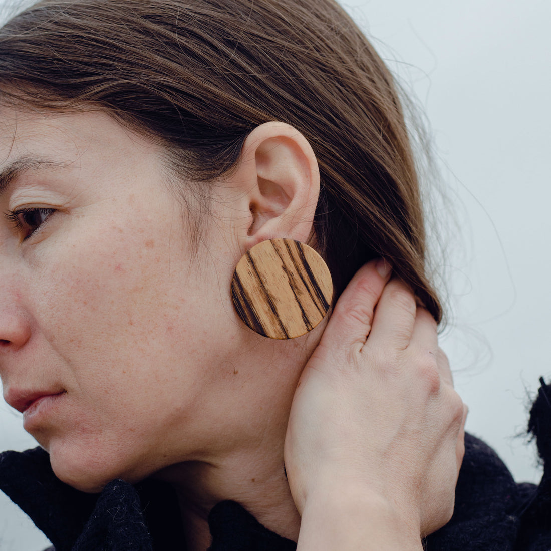 Zebrawood Circle stud earrings