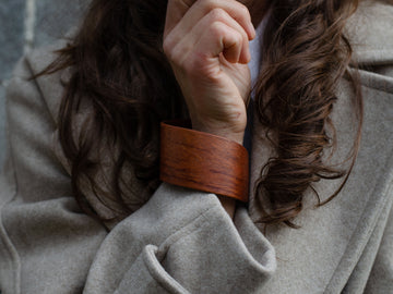 "Wrap Around" - Lightweight Wooden Bangle in Bubinga Wood. Curved to Follow You.