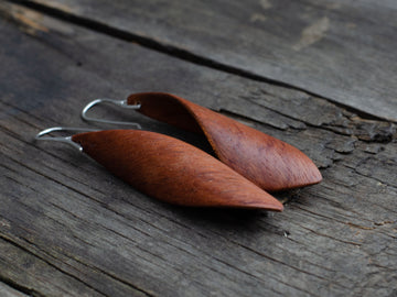 Wooden Earrings "Twist". Bubinga