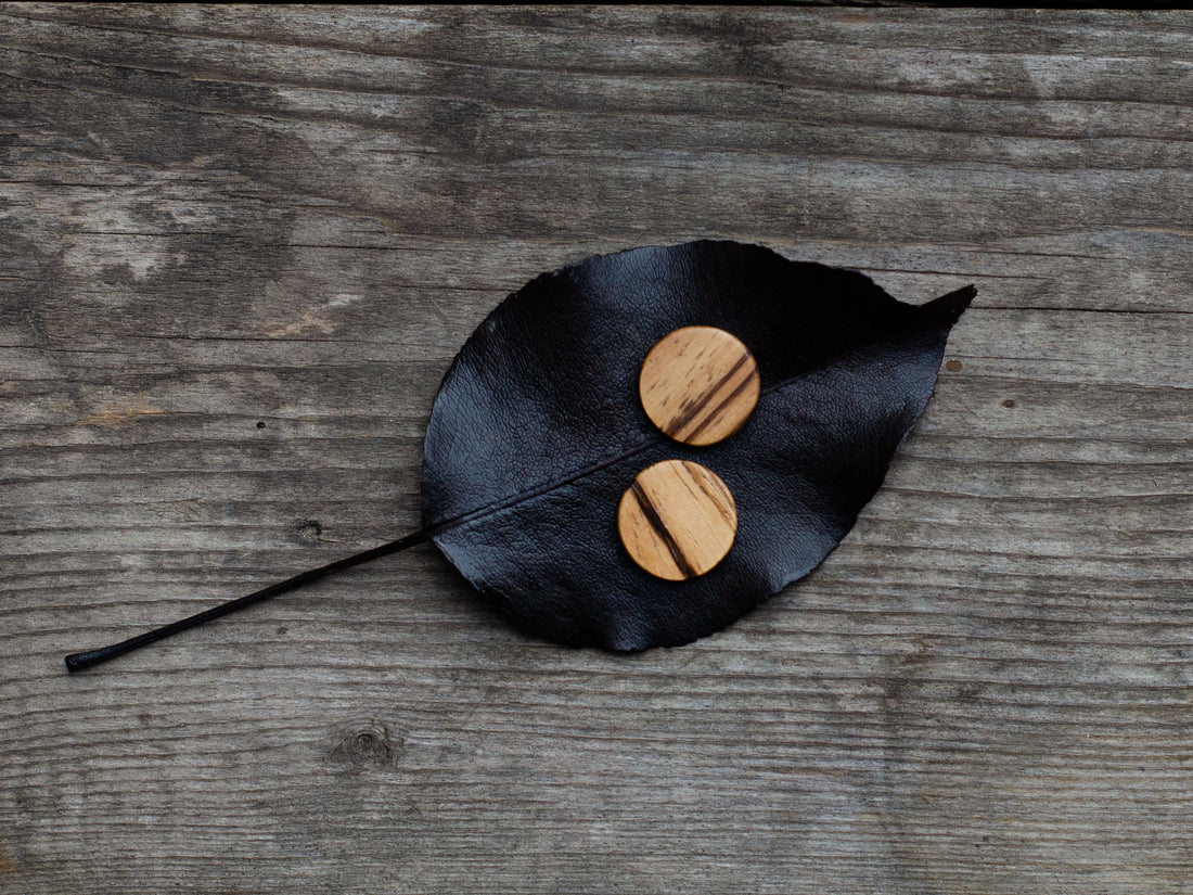 "Circle". Zebrawood stud earrings
