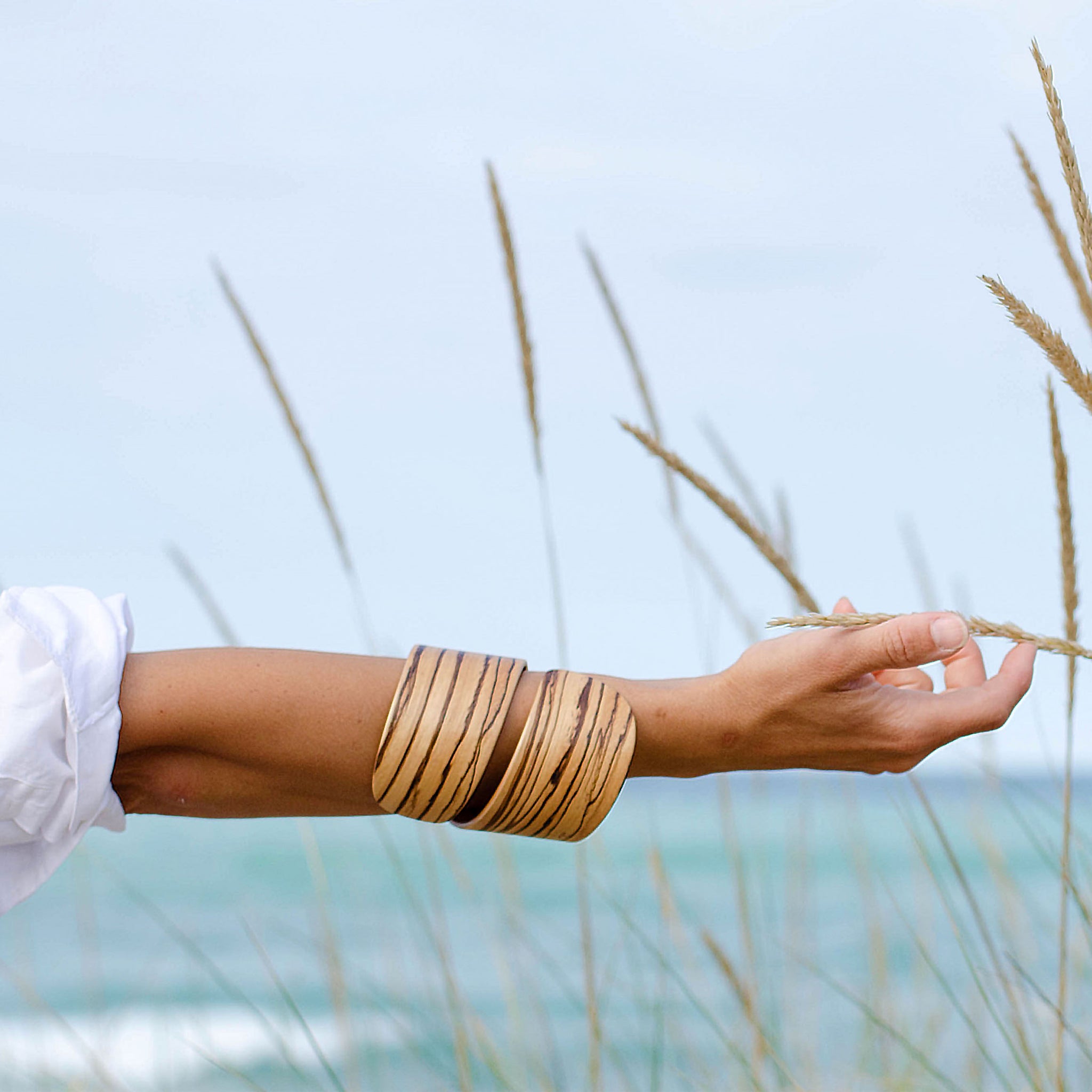 Wooden Bracelet "Double twist R."  Zebrawood