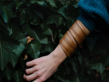 "Double twist" - Large Spiral Cuff in Elm wood