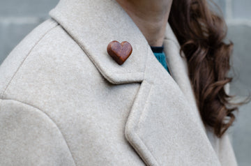 Wooden "Heart" Brooch in Mahogany