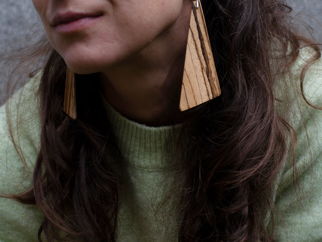 "Shape". Zebrawood earrings