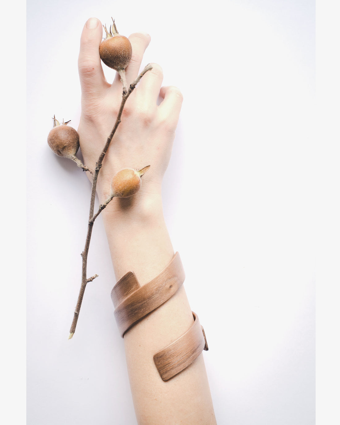 "Connections" European Walnut - ООАК Wooden Sculptured Bracelet