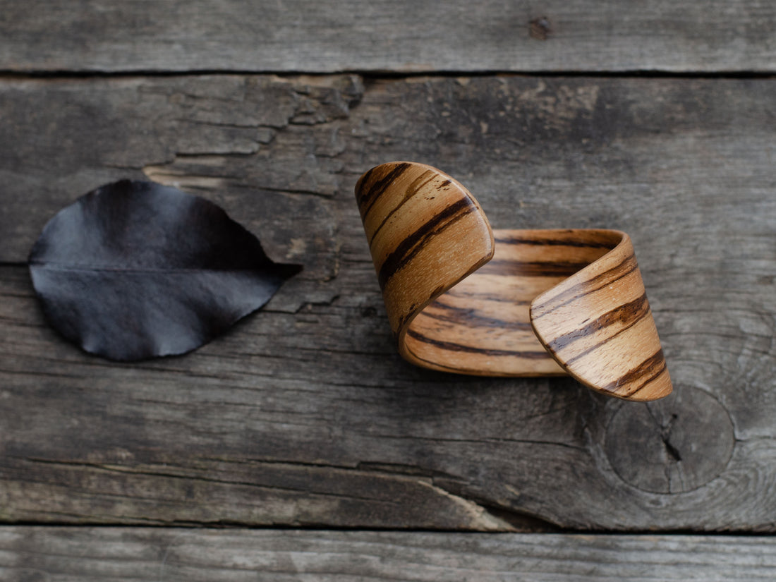 "Wrap Around" - Lightweight Wooden Bangle in Zebrawood