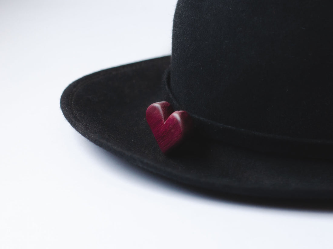 Wooden "Heart" Brooch in Purple heart wood.