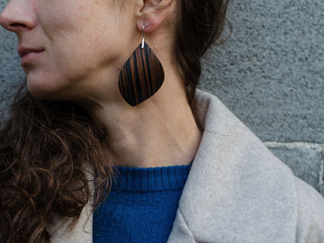"Leaf". Dark Makassar wood earrings