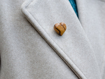 Wooden "Heart" Brooch in Marble Wood