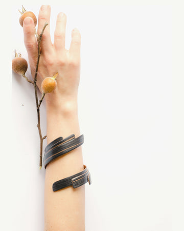 "Connections" Amara Ebony & European Walnut - Wooden Sculptured Bracelet