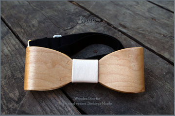 Wooden bowtie - Natural  Birds Eye Maple - Stylish gentleman's accessory