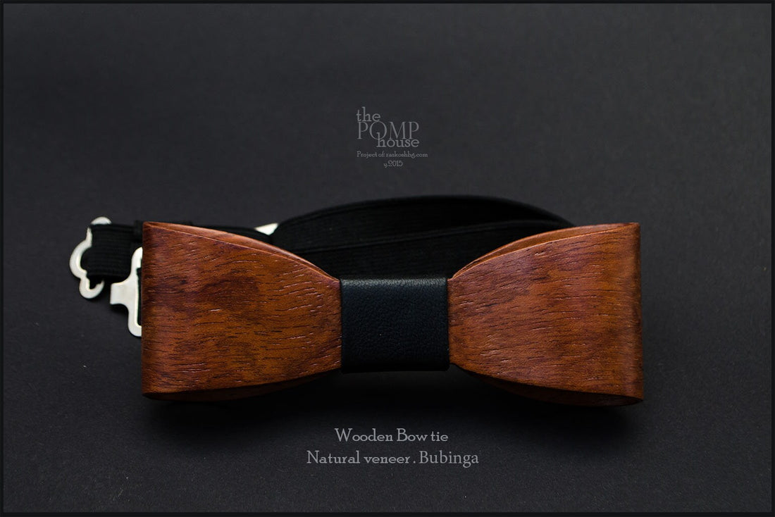 Wooden Bowtie - Natural Bubinga wood - Groomsmen bowtie