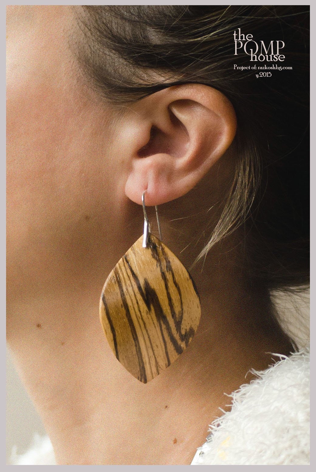 Earrings "Leaf" Zebrawood