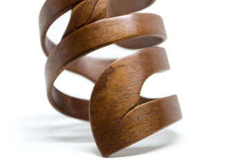 Hand Carved wooden bracelet, Natural Sapele Mahogany