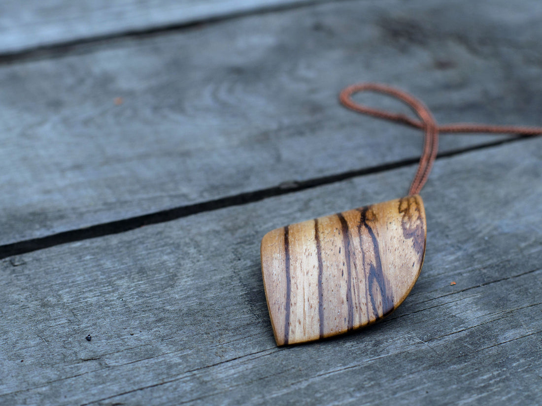 Natural Zebrawood "Leaf" pendant