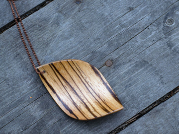 Natural Zebrawood "Leaf" pendant