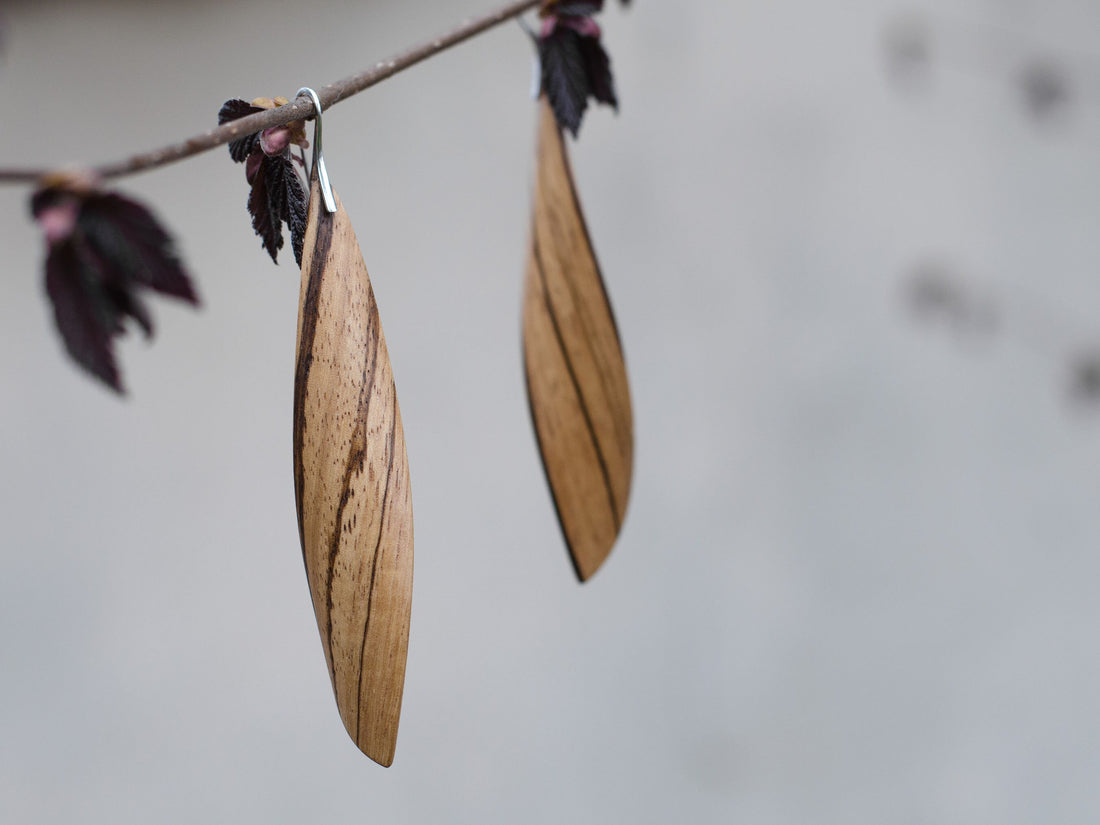 Earrings "Twist" Natural Zebrawood