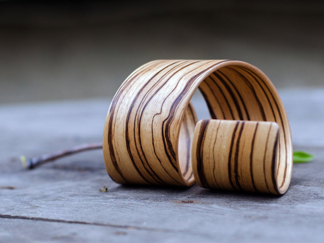 Wooden Bracelet "Double twist"  Zebrawood