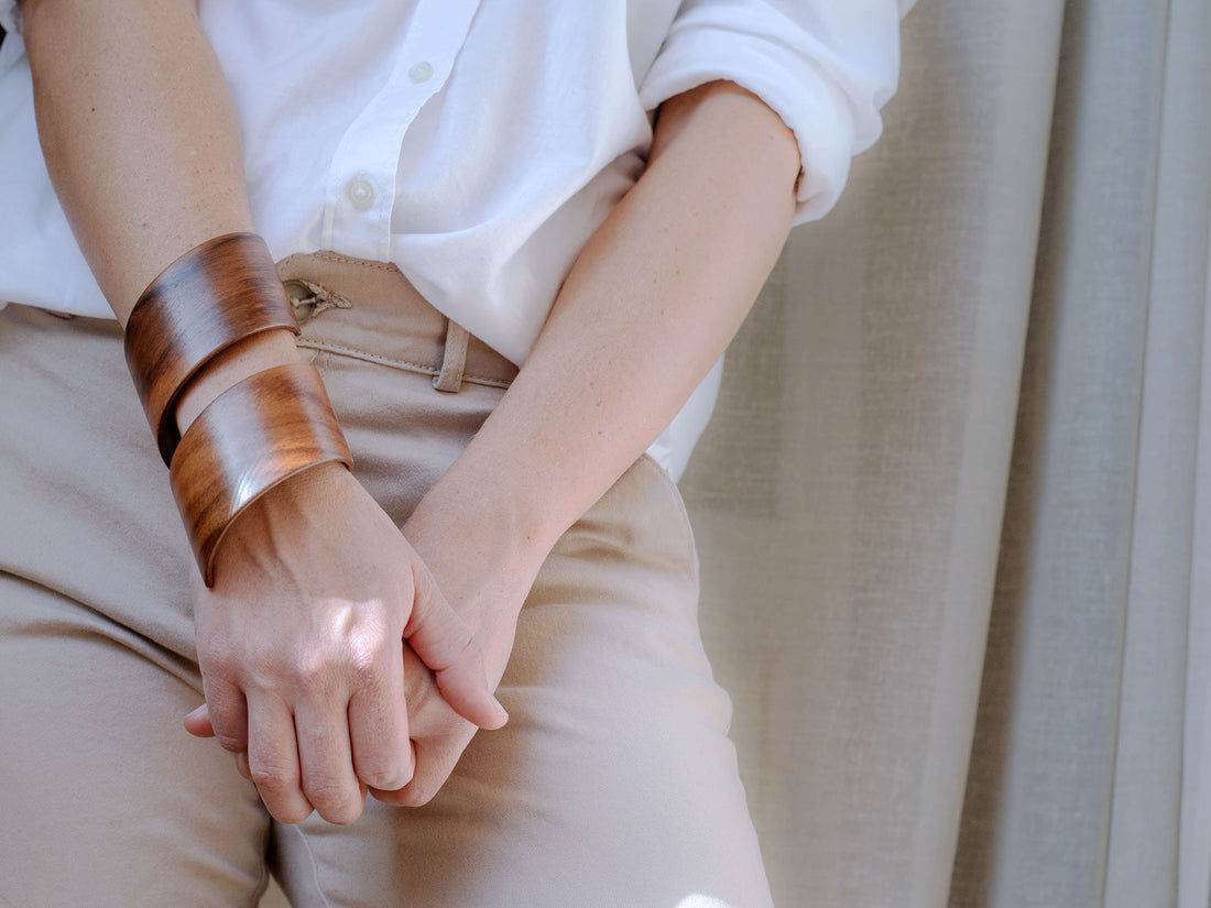 Wooden Bracelet "Double twist"  Brazilian Rosewood