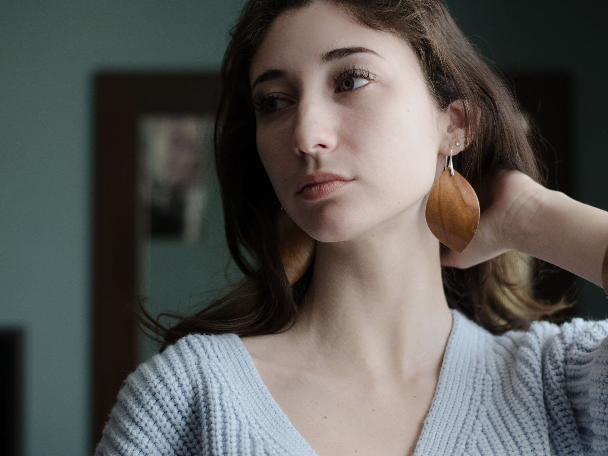 Earrings "Leaf" Cherry & Wenge